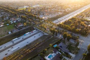 Flying Drone In City