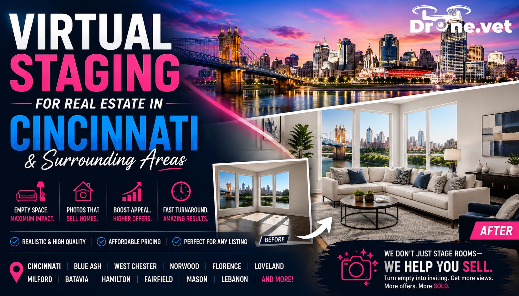 Virtual Staging Real Estate Photography in Cincinnati by Real Estate Drone