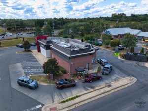 Aerial View of Busy Fast-Food Drive-Thru