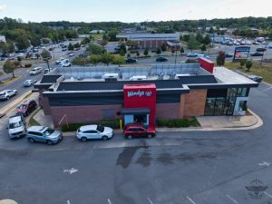 Aerial View of Wendys Restaurant and Drive-Thru