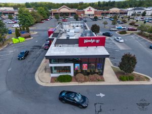 Aerial View of Wendys in Shopping Plaza