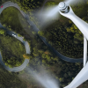 Iowa Drone Services: Winding Road by Wind Turbine