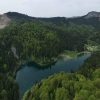 Aerial View of Mountain Lake and Forest