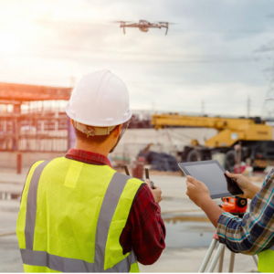 Drones conducting inspections for efficient survey analysis and data collection.