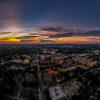 Twilight Aerial View of City Skyline