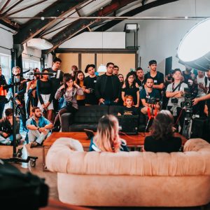 Aerial view of Californias entertainment and media production landscape captured by commercial drones.