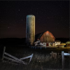 Starry Night Over Rustic Barn and Silo