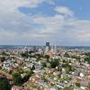 Aerial City Skyline Over Vibrant Neighborhood