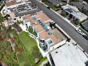 Aerial View of Modern Luxury Home With Pool
