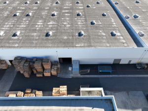 Aerial View of Warehouse Roof and Loading Bay