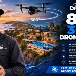 Drone Services in Texas USA featuring 8K 360-degree video over luxury waterfront property.