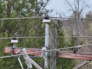 Rural Utility Pole Power Lines Drone Shot
