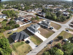 Aerial View of Suburban Homes and New Development
