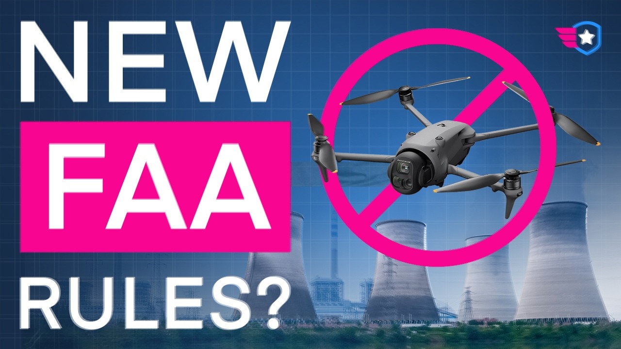 Proposed FAA UAFR drone restrictions with no-drone symbol over industrial site.