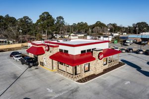 Aerial View of Modern Fast-Food Restaurant