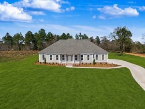 Modern House Green Lawn Captured With Drone