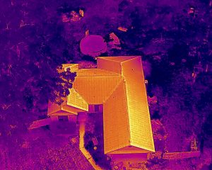 Thermal Aerial View of a House Roof